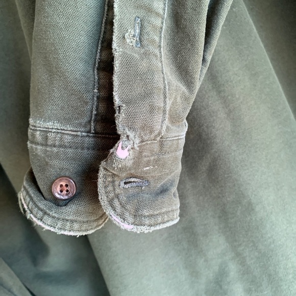 Eddie Bauer Dark Green Chamois Button Down Shirt Size XL Tall Casual Botton Down - Picture 7 of 11